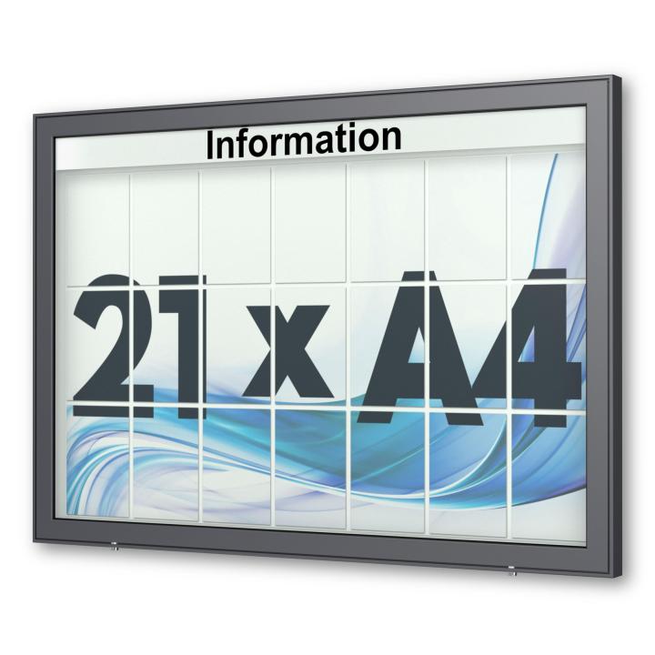 planus-b-65-21a4-a360-304-schaukasten-wand-7016-w-z 21 x DIN A4 Schaukasten Planus - Wandmontage - anthrazit (DB 703)