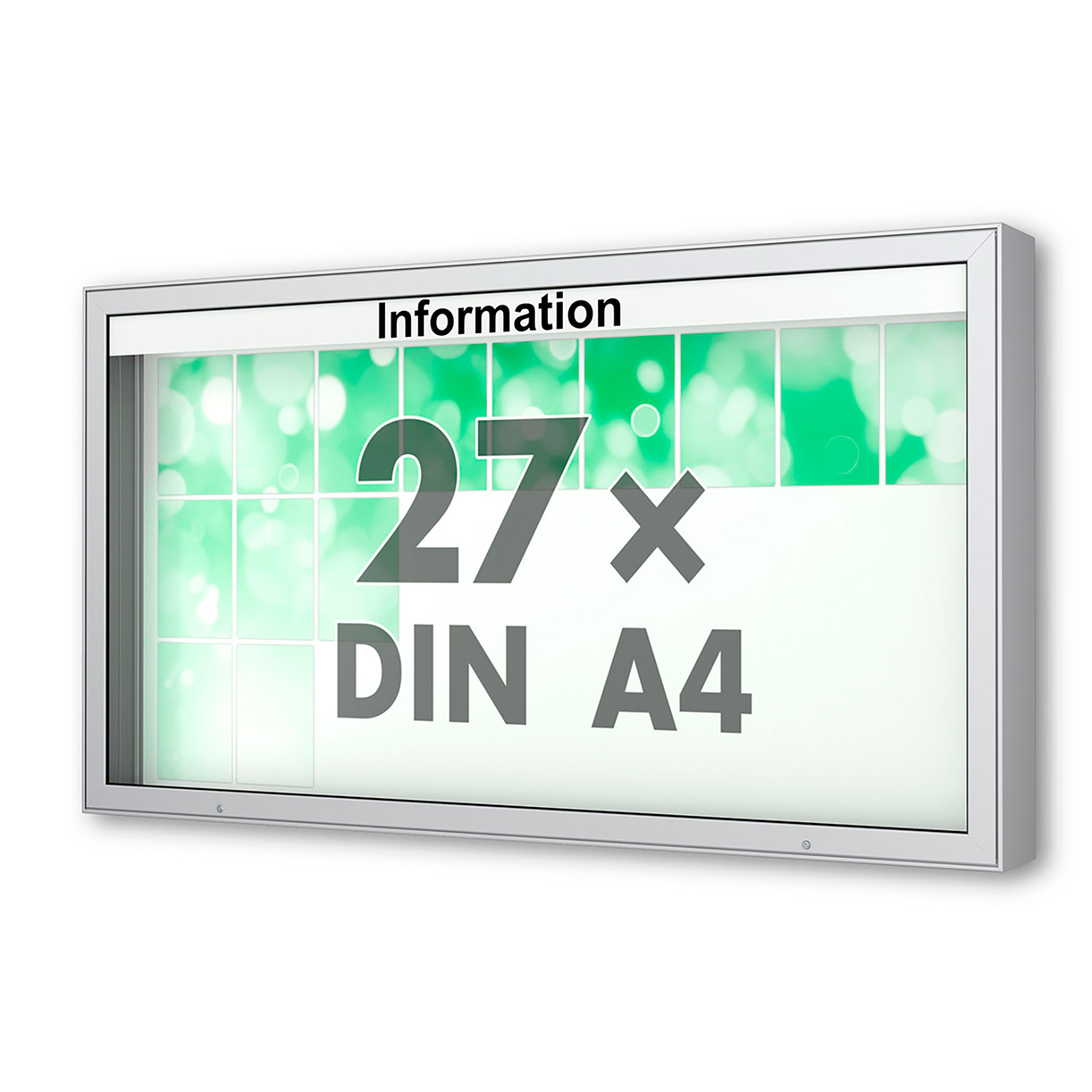 27 x DIN A4 Schaukasten Plenum eckig - der "Klassiker" - 210mm Bautiefe - Wandschauaksten mit optionaler LED-Beleuchtung