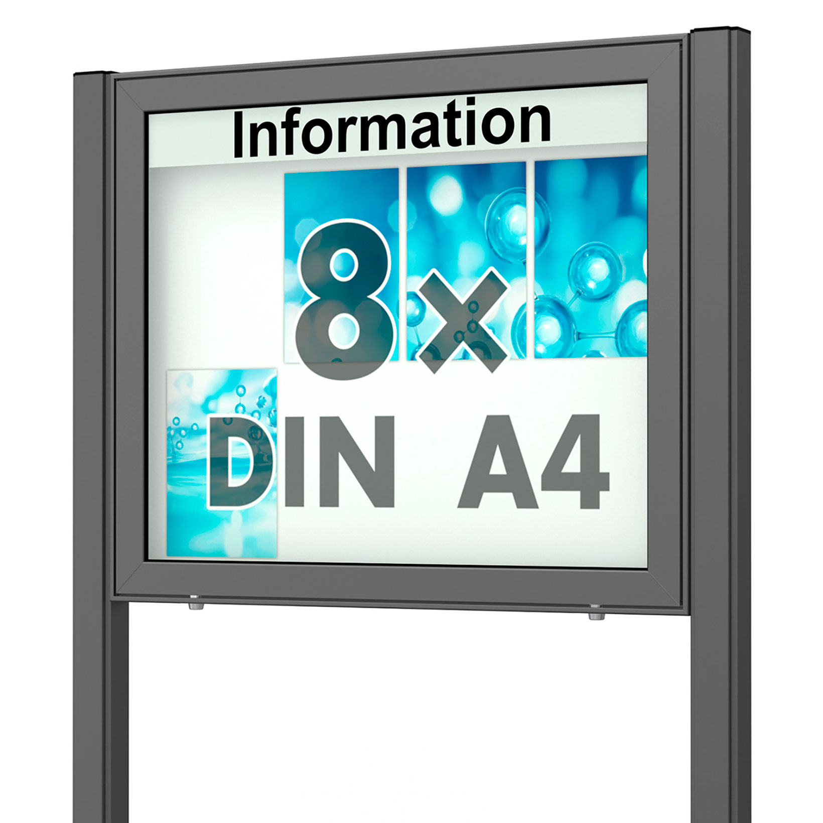 8 x DIN A4 Schaukasten Planus - mit Standbeinen - DB 703 (anthrazit) 8 x DIN A4 Schaukasten Planus - mit Standbeinen - DB 703 (anthrazit)